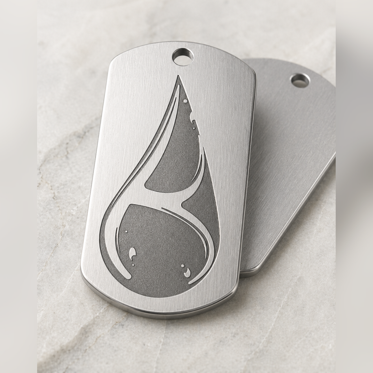 Dog Tag – 50 × 30 × 1.4 mm – stainless steel – black