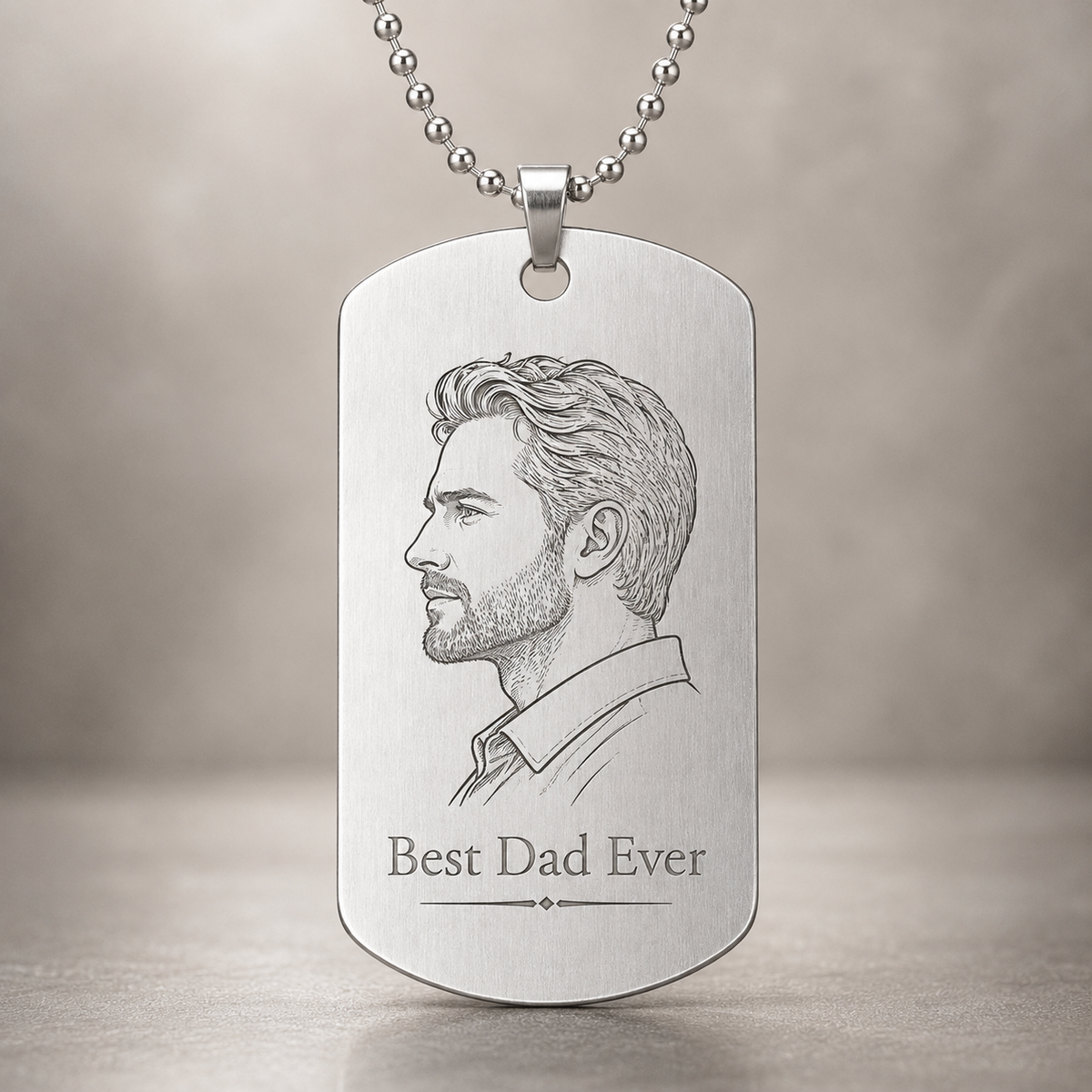 Dog Tag – 50 × 30 × 1.4 mm – stainless steel – black – with engraving