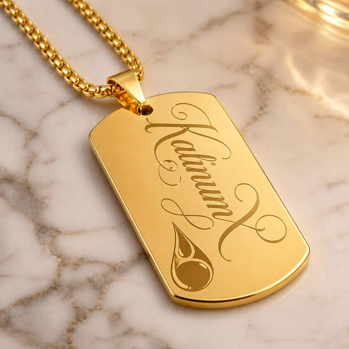 Dog Tag – 50 × 30 × 1.4 mm – stainless steel – silver – with engraving