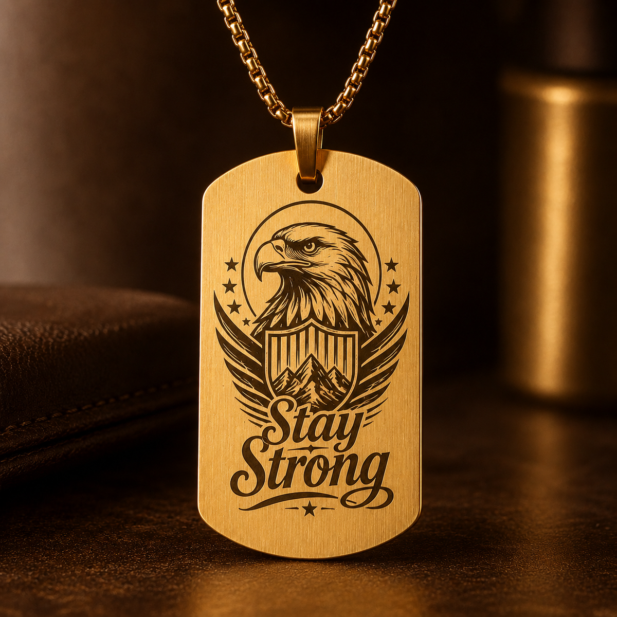 Dog Tag – 50 × 30 × 1.4 mm – stainless steel – silver – with engraving