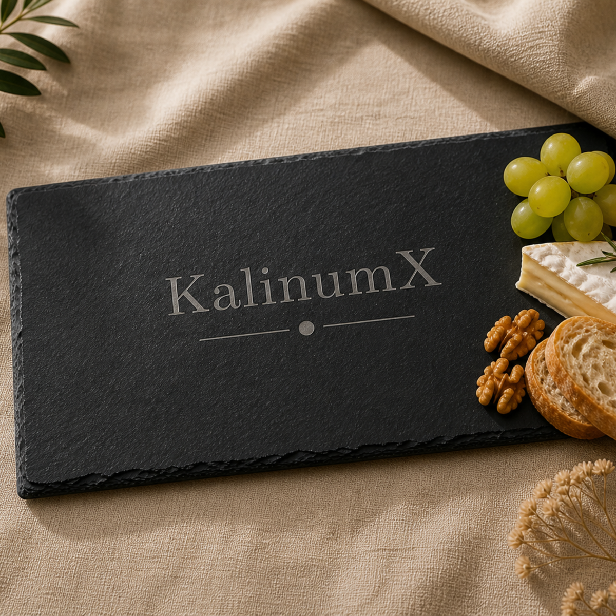 Schieferplatte – 300 × 110 mm – rechteckig, schwarz – mit Gravur