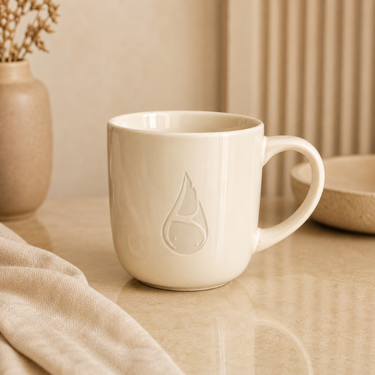 Ceramic mug – 300 ml – ivory – with engraving