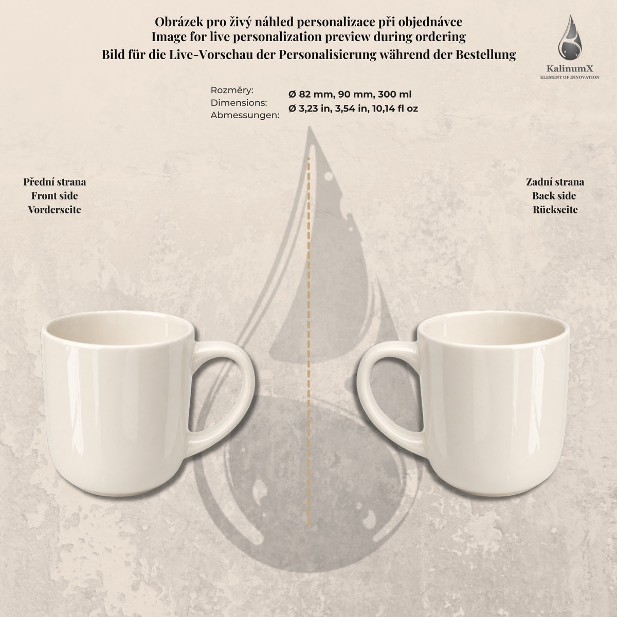 Ceramic mug – 300 ml – ivory – with engraving