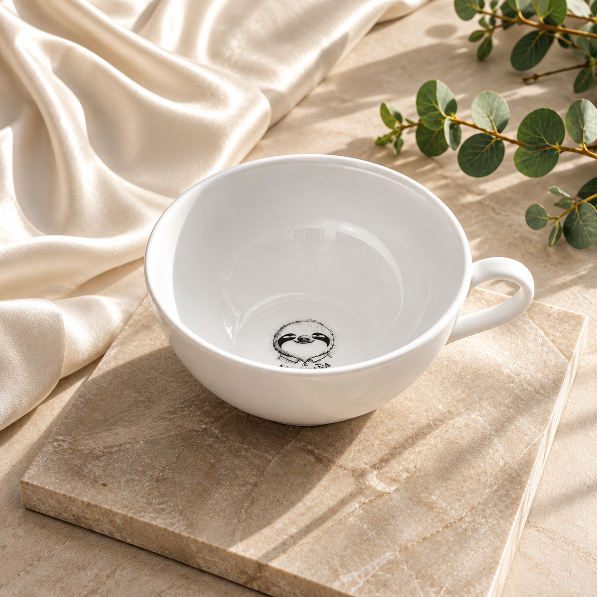 Slothana ceramic mug – 300 ml – white – finished engraving