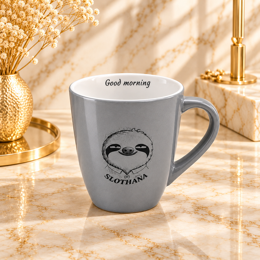 Slothana ceramic mug – 300 ml – grey – finished engraving