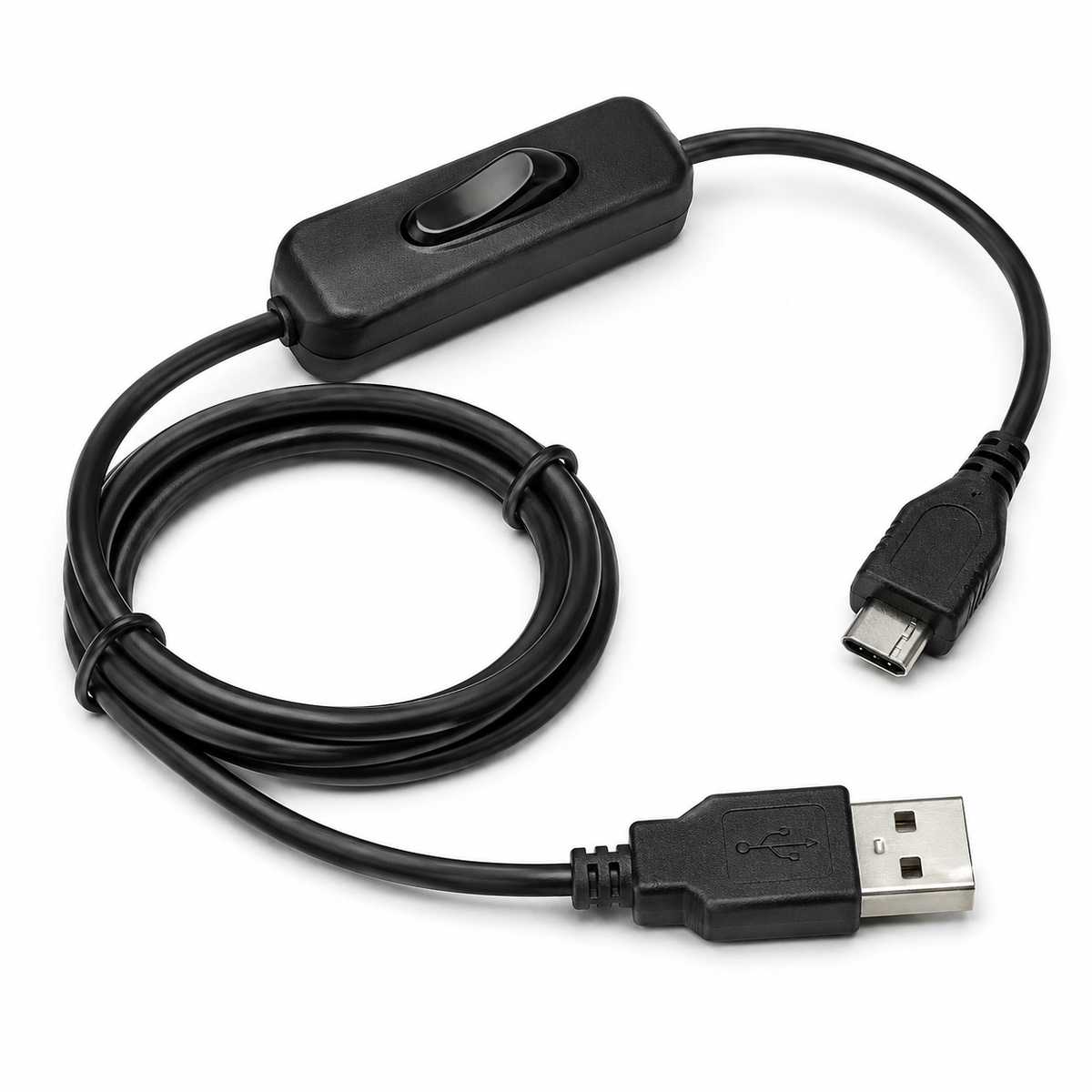 Black USB power cable with dimmer, 1 m, 5 V / 2 A