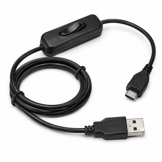 Black USB power cable with dimmer, 1 m, 5 V / 2 A