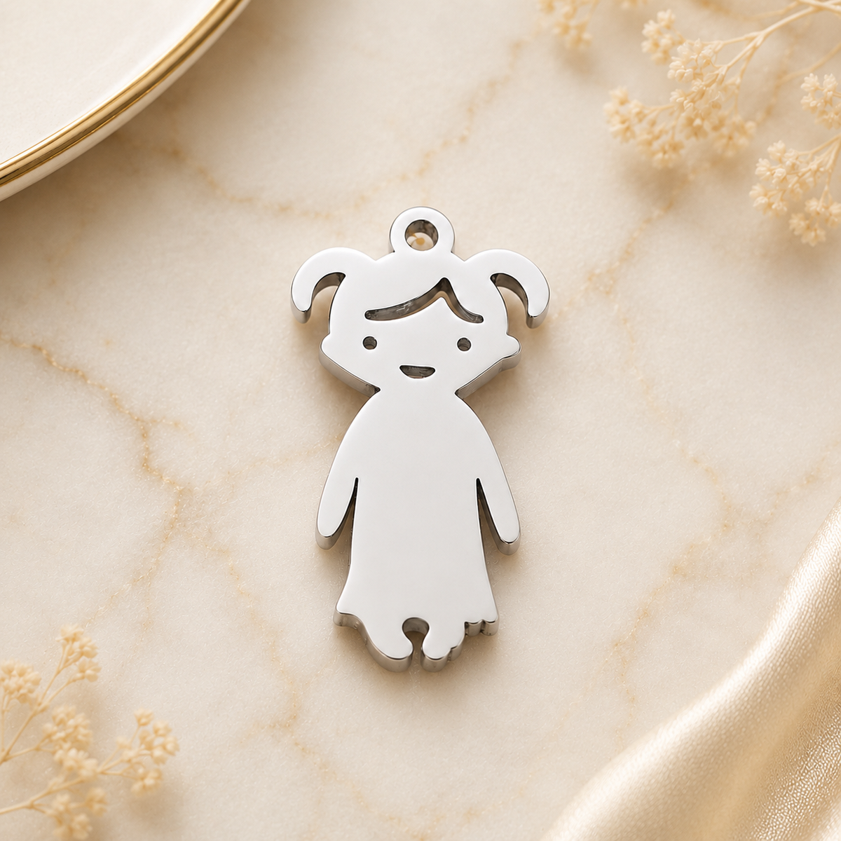 Stainless steel charms – child figures, KalinumX