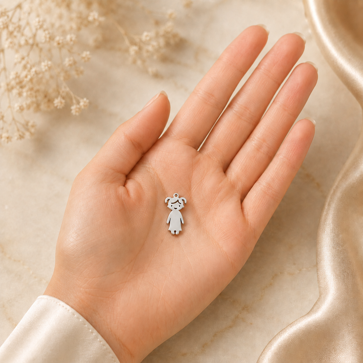 Stainless steel charms – child figures, KalinumX