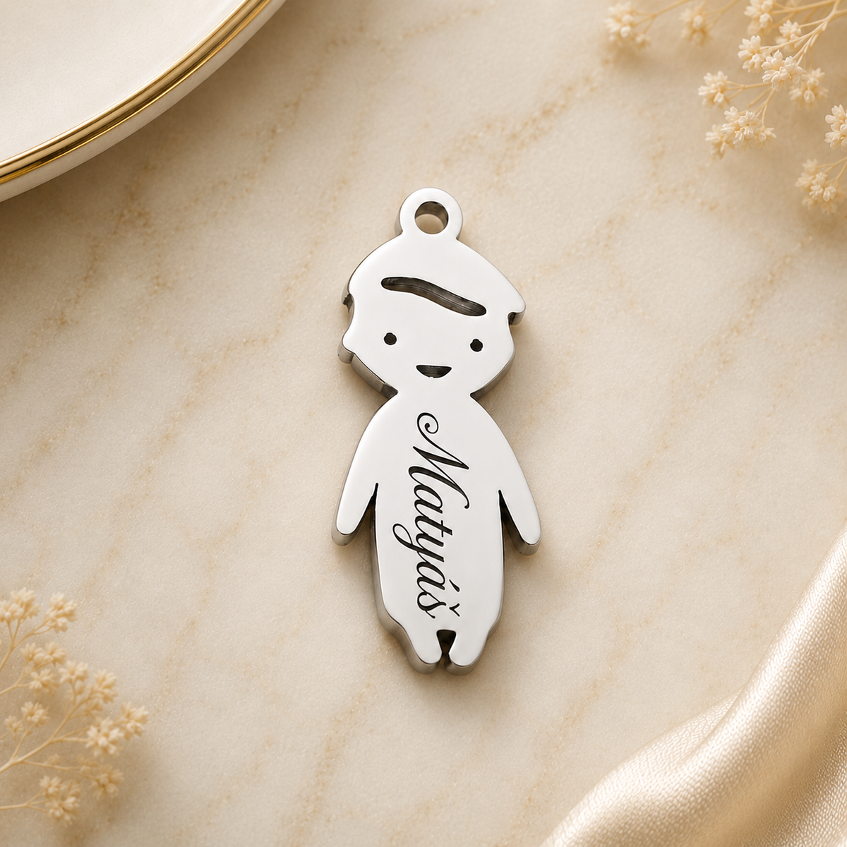 Stainless steel charms – child figures, KalinumX