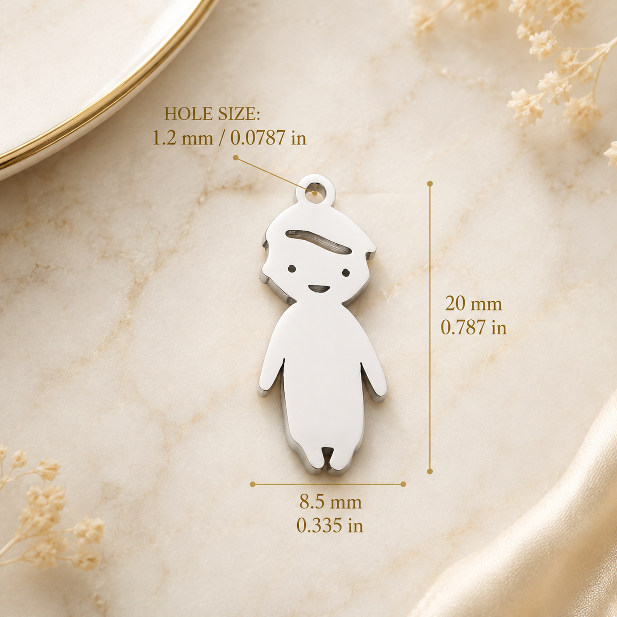 Stainless steel charms – child figures, KalinumX