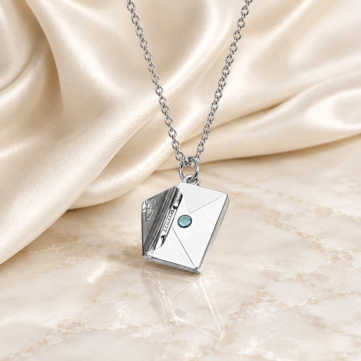Stainless steel necklace with envelope pendant, KalinumX