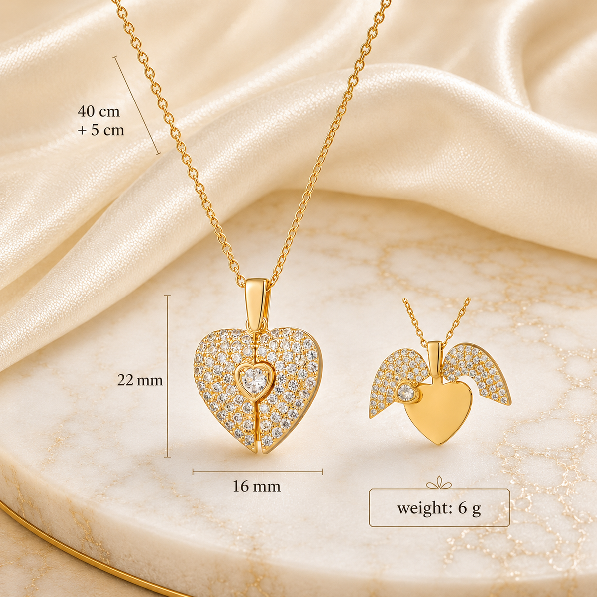 Stainless steel heart necklace, KalinumX
