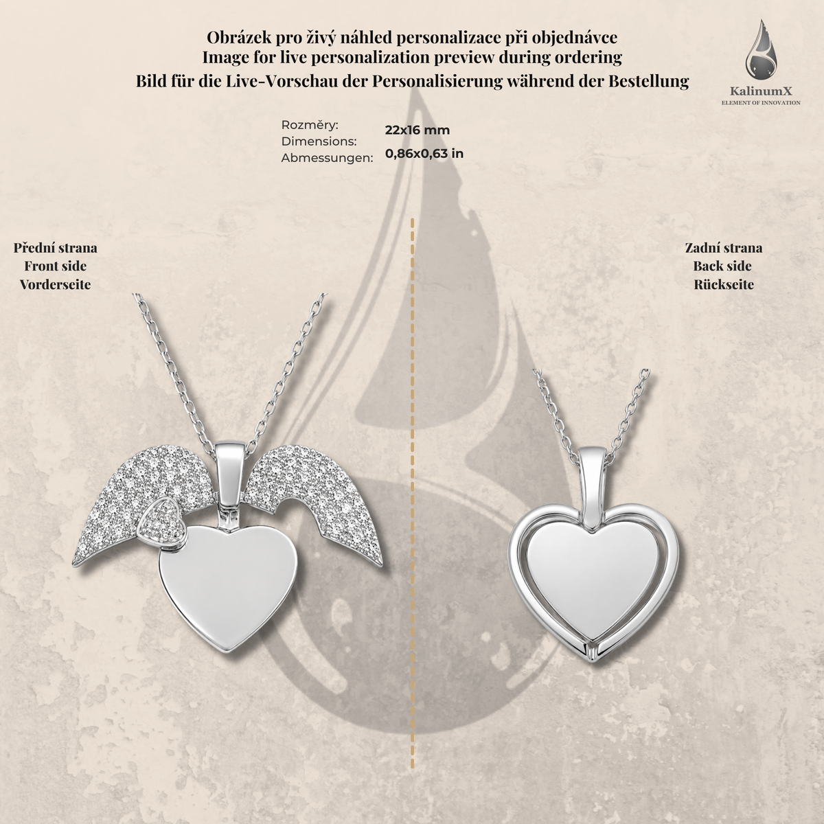 Stainless steel heart necklace – opening heart, silver-tone, KalinumX