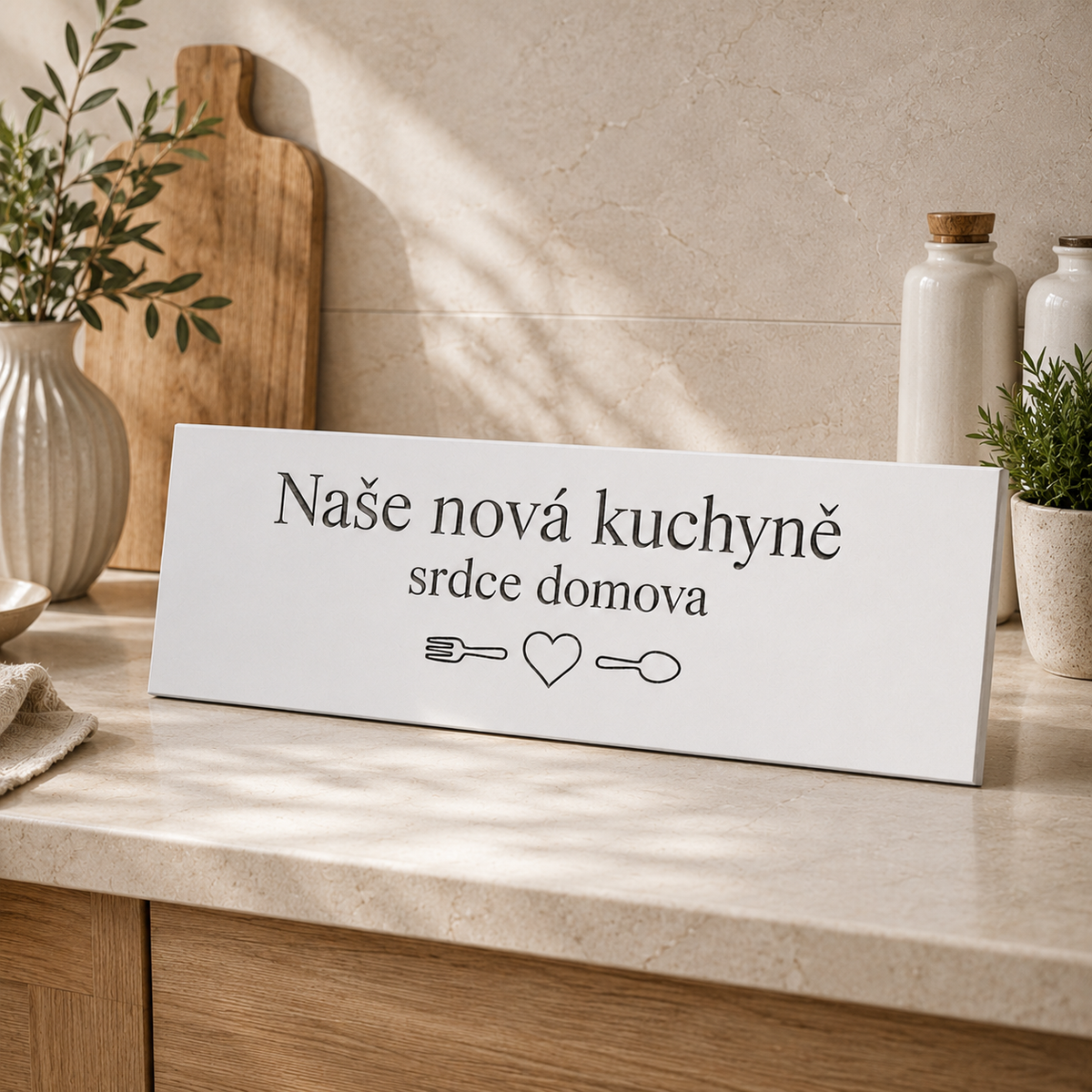 White ceramic tile – 350 × 250 × 8 mm – with engraving