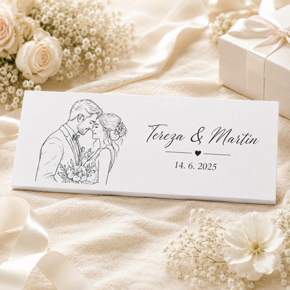 White ceramic tile – 350 × 250 × 8 mm – with engraving