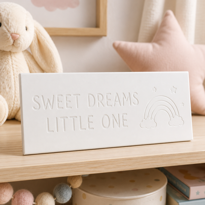 White ceramic tile – 350 × 250 × 8 mm – with engraving
