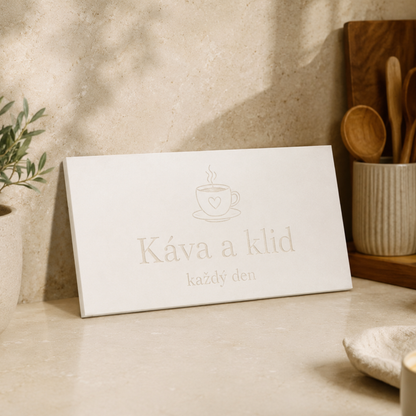 White ceramic tile – 350 × 250 × 8 mm – with engraving
