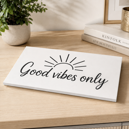 White ceramic tile – 350 × 250 × 8 mm – with engraving