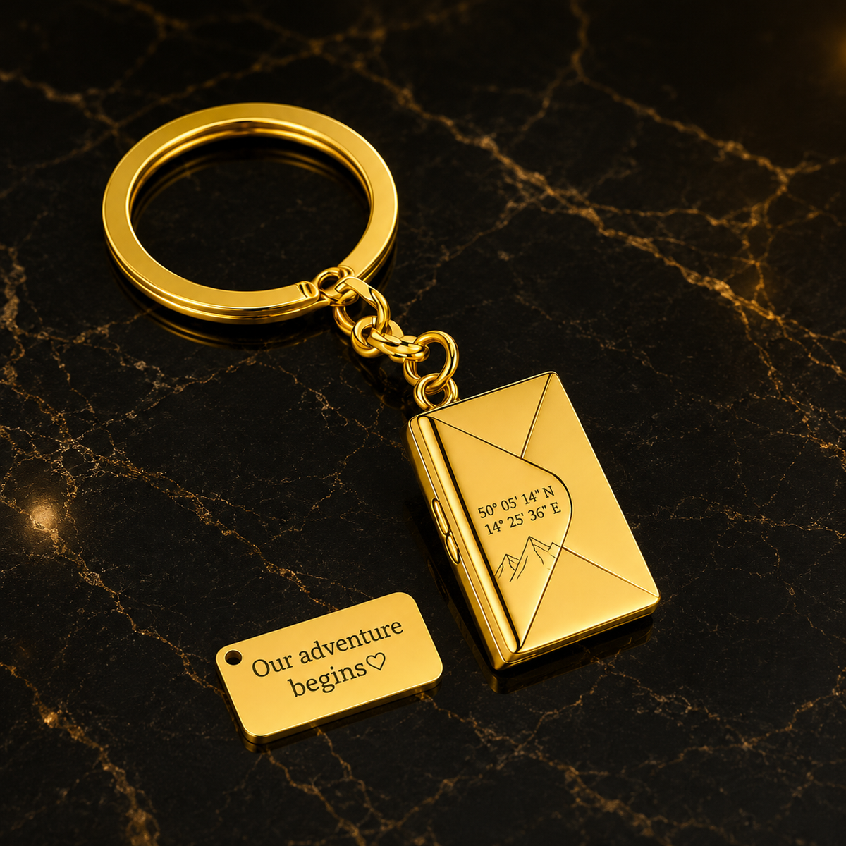 Klíčenka z nerezu – psaníčko 20 × 14 × 4 mm, s gravírováním
