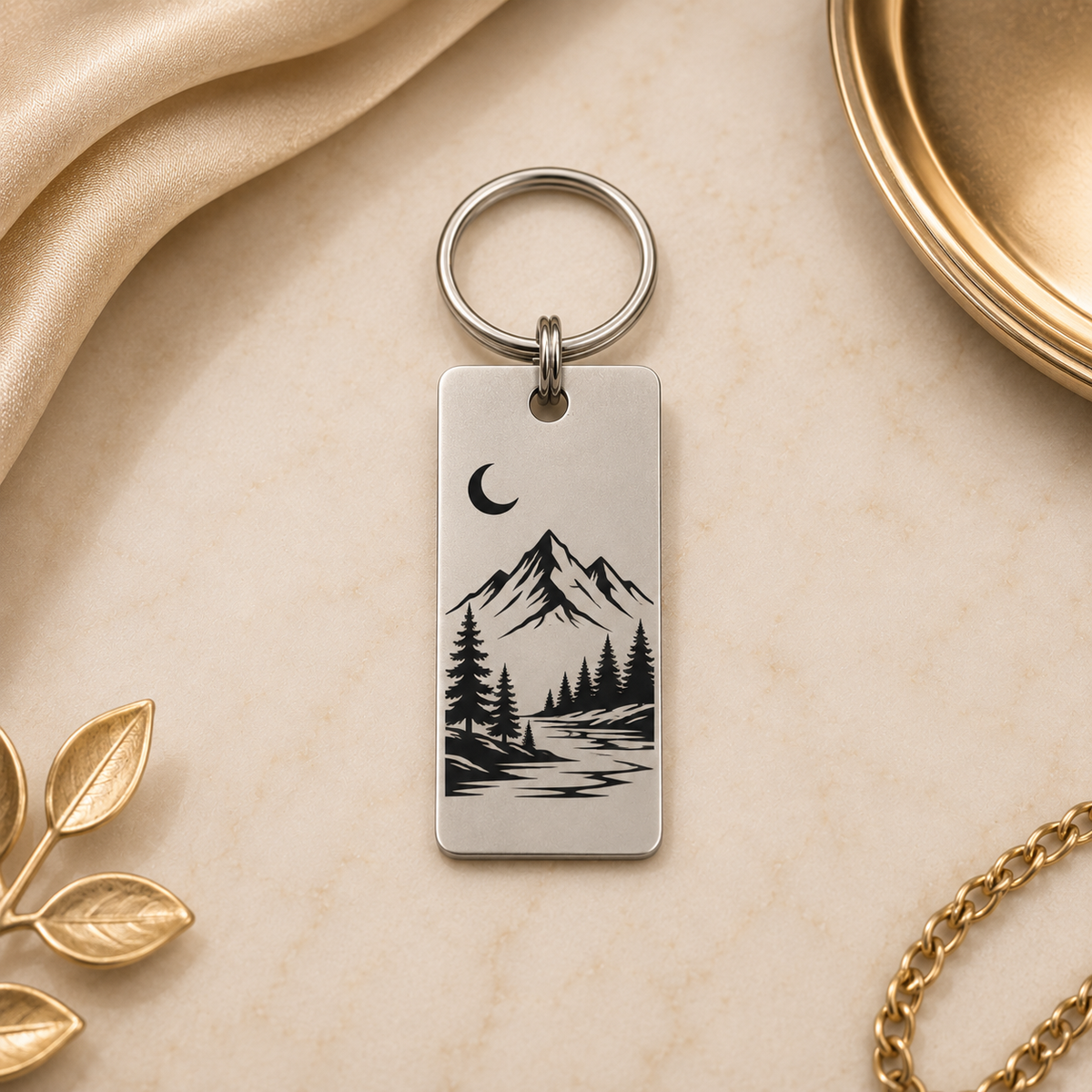 Klíčenka z nerezu s otvorem 40 × 20 × 1 mm, s gravírováním