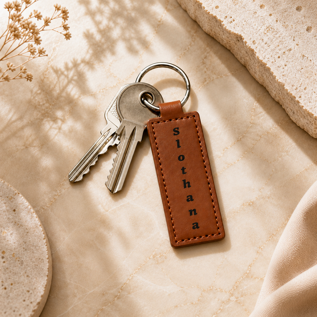 Klíčenka Slothana SLOTHANA 79 × 25 mm – PU koženka, s gravírováním