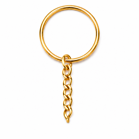 Key ring with short chain Ø 24 mm – gold-coloured
