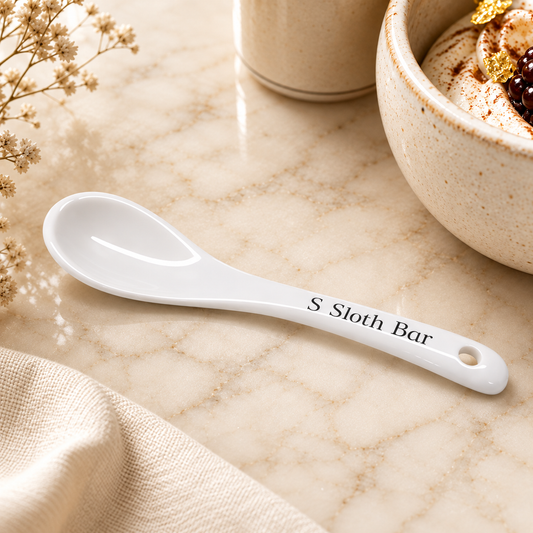 Slothana ivory ceramic spoon – 135 × 25 mm – finished $ Sloth Bar design