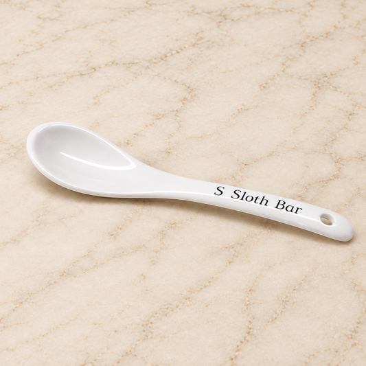 Slothana ivory ceramic spoon – 135 × 25 mm – finished $ Sloth Bar design