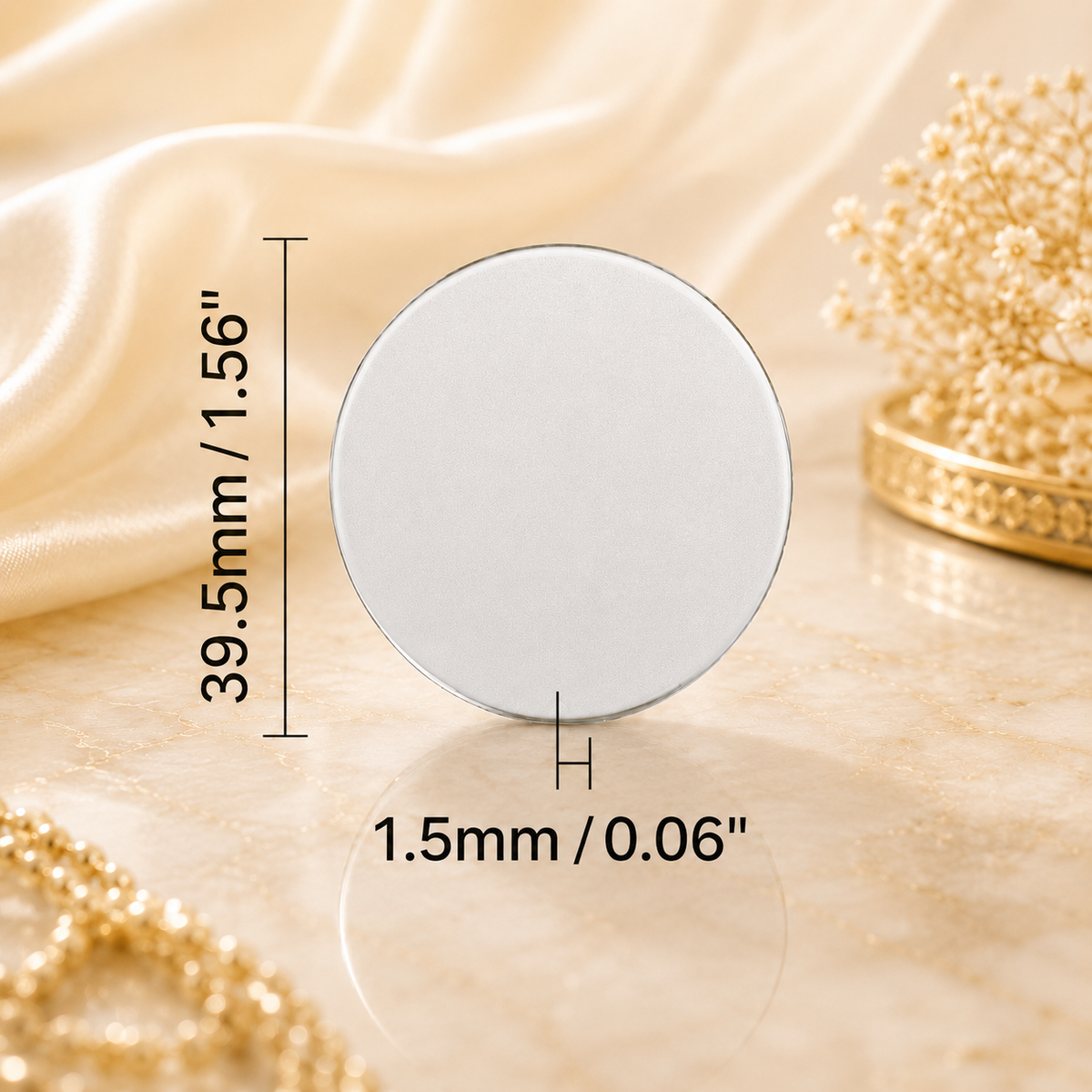 Pamětní mince 40 × 3,3 mm – galvanicky barevný kov, stříbrná, s gravírováním