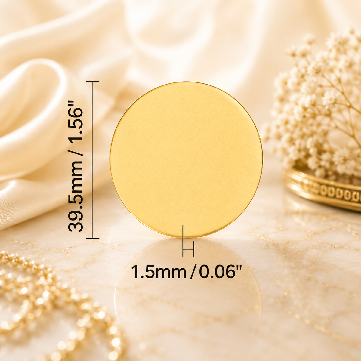 Pamětní mince 40 × 3,3 mm – galvanicky barevný kov, zlatá, s gravírováním