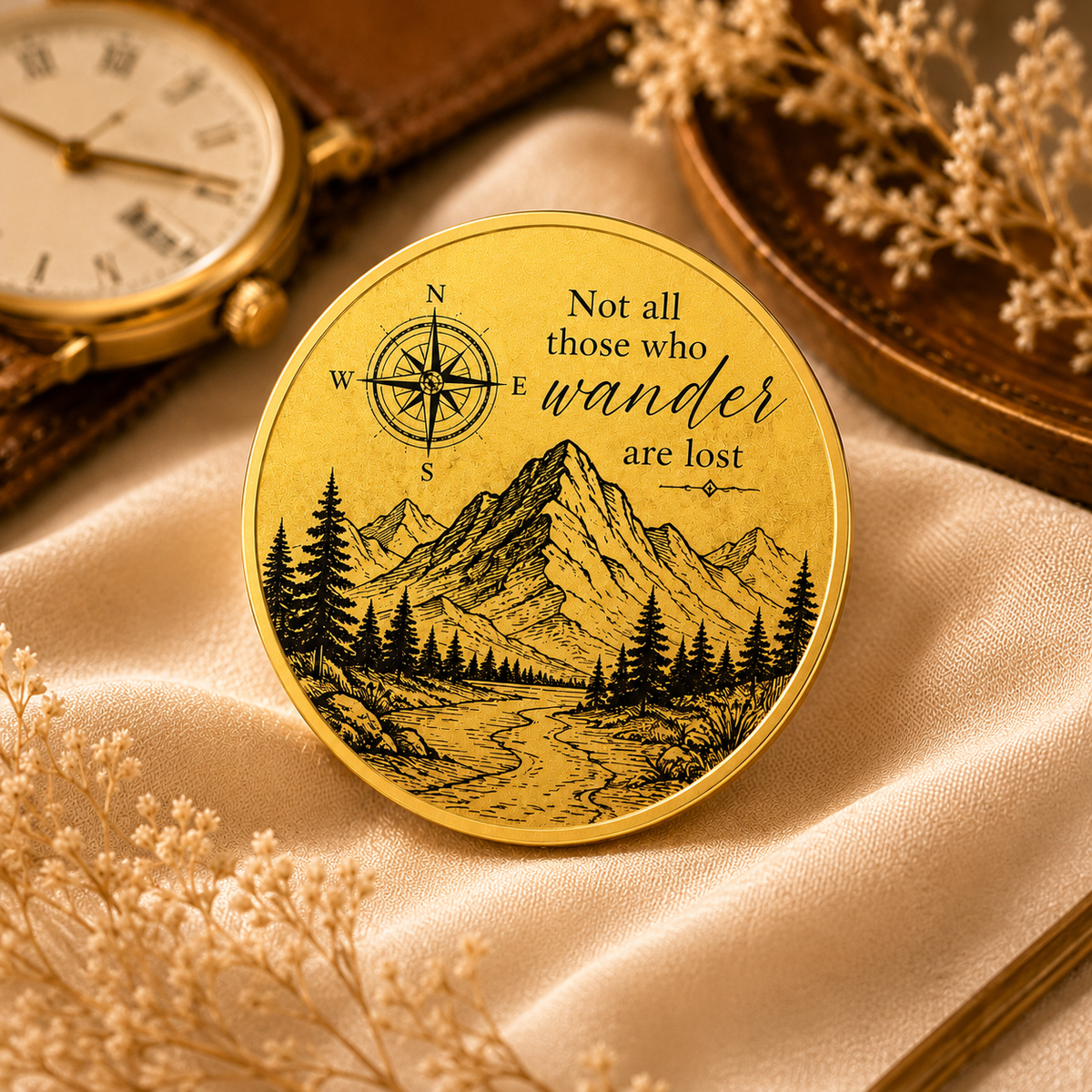 Pamětní mince 40 × 3,3 mm – galvanicky barevný kov, zlatá, s gravírováním