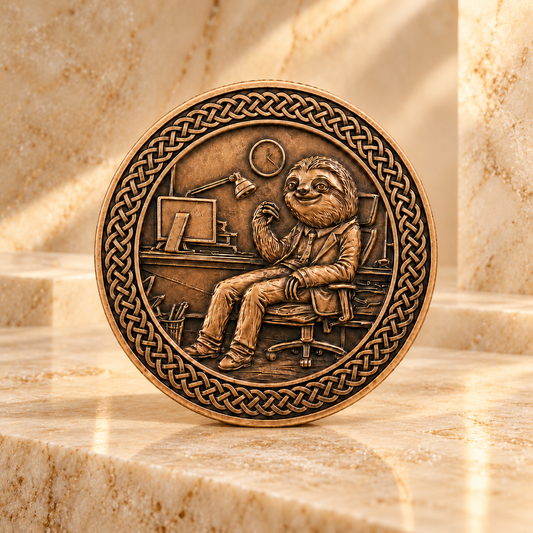 Slothana collector coin – Office Sloth – bronze