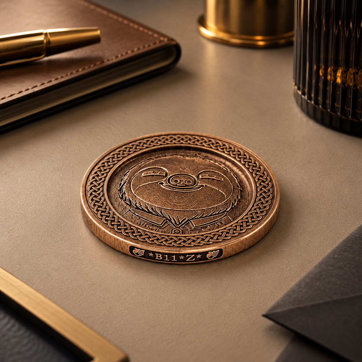 Slothana collector coin – Office Sloth – bronze
