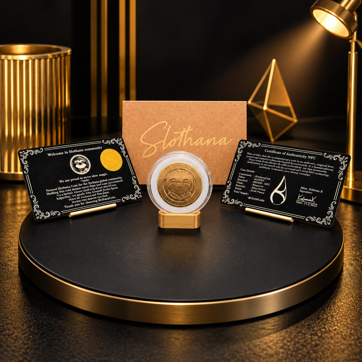 Sběratelská mince Slothana – Rooftop Sloth – mosaz