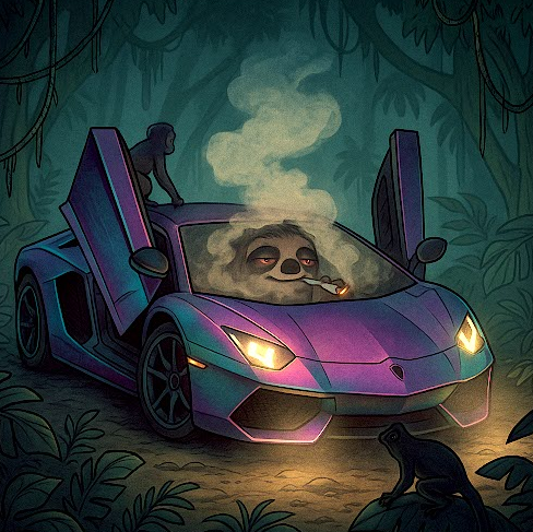 Slothana-Sammlermünze – Sloth in a Lambo