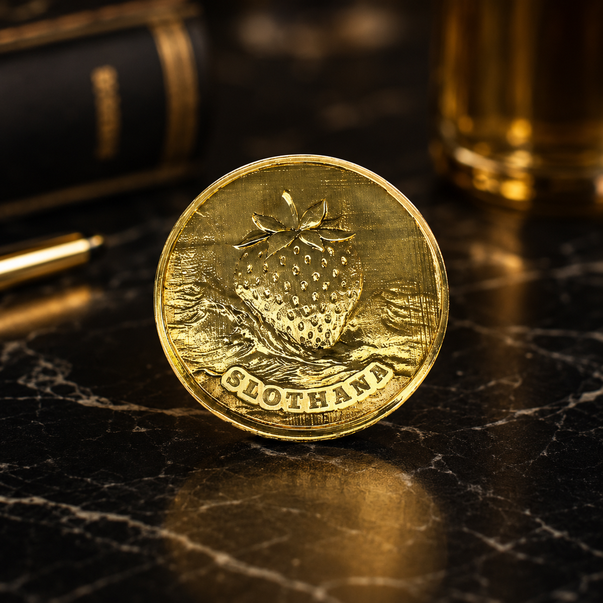 Slothana collector coin – Sloth in a Lambo & Strawberry
