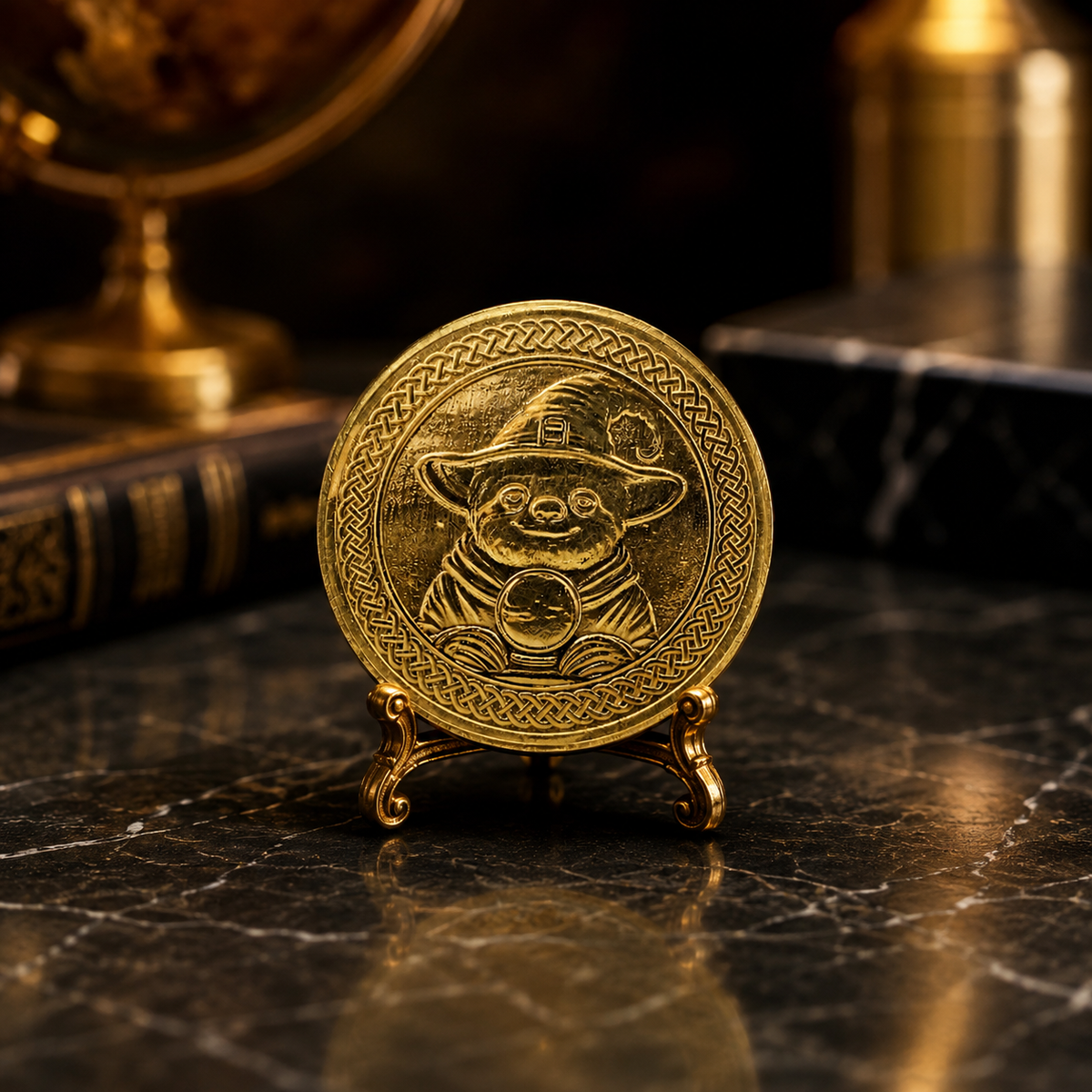 Sběratelská mince Slothana – Sloth Oracle – mosaz