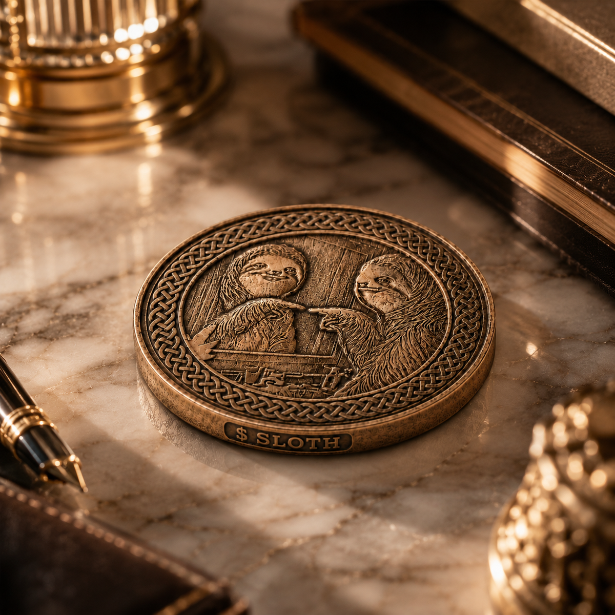 Slothana collector coin – Sloth & the Mirror – bronze