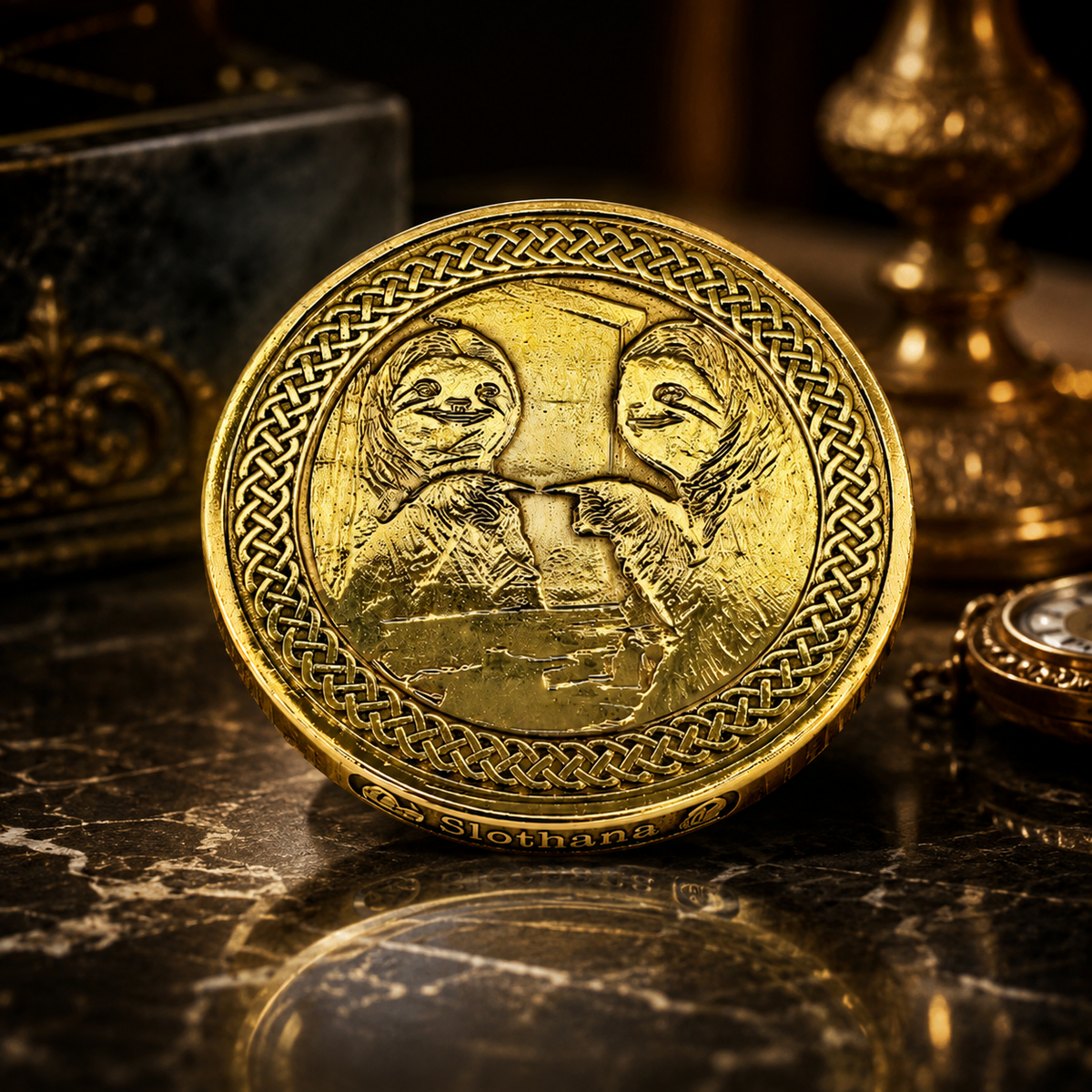 Slothana-Sammlermünze – Sloth & the Mirror – Ø 32 mm