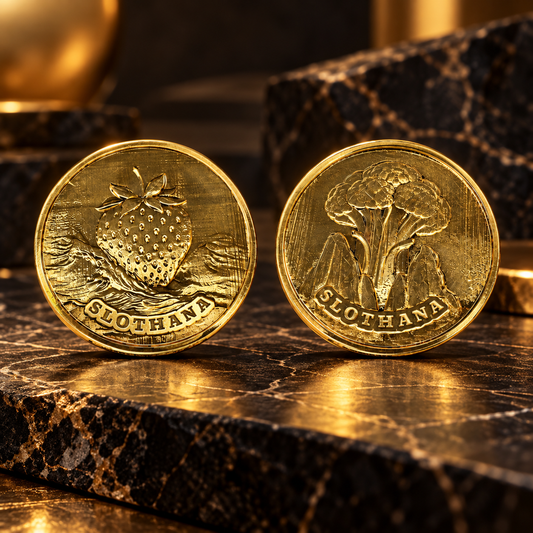 Slothana collector coin – Strawberry / Broccoli – brass