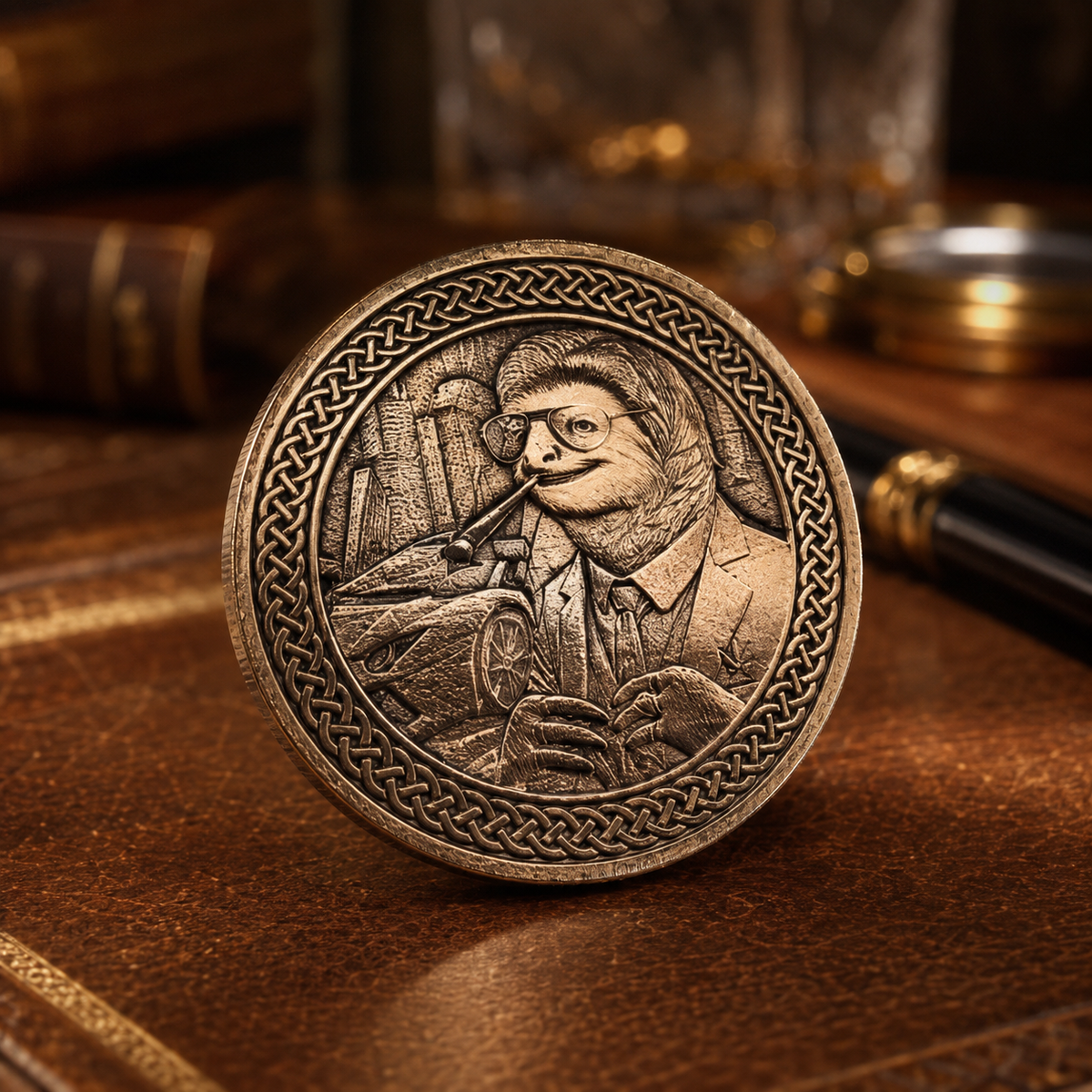Slothana-Sammlermünze – Suit, Lambo & Straw – Bronze