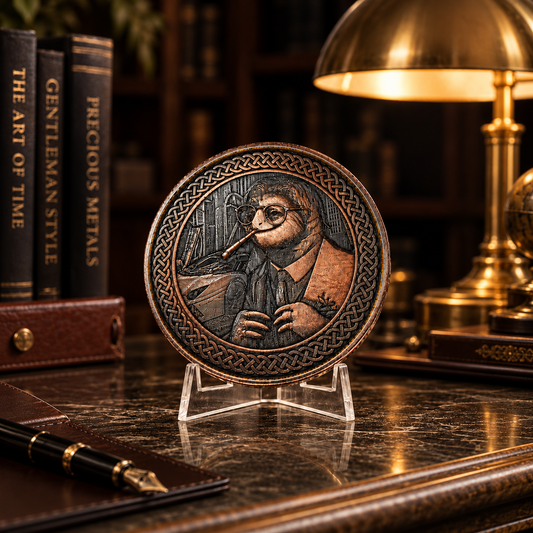 Slothana collector coin – Suit, Lambo & Straw – electroplated metal