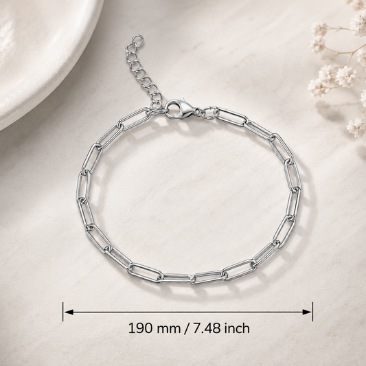 Silver-tone stainless steel bracelet, 19 cm long, style 2