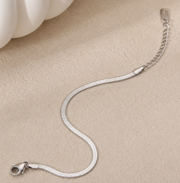 Stainless steel snake chain bracelet – 15.5 cm – silver-tone, KalinumX