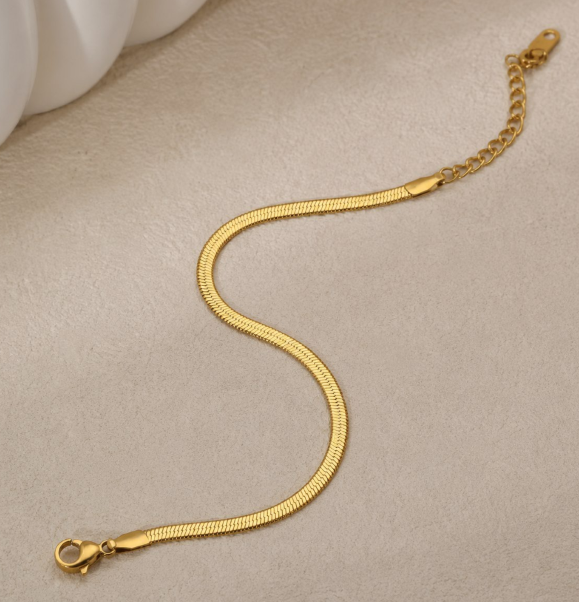 Stainless steel snake chain bracelet – 15.5 cm – gold-tone, KalinumX