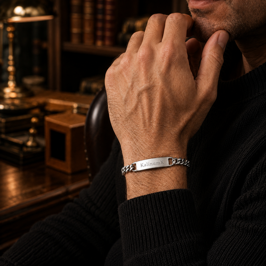 Stainless steel bracelet with plate – 21.5 cm, KalinumX