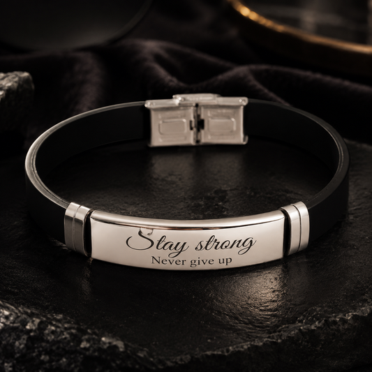 Silicone bracelet with stainless steel plate, KalinumX