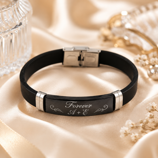 Silicone bracelet with stainless steel plate, KalinumX