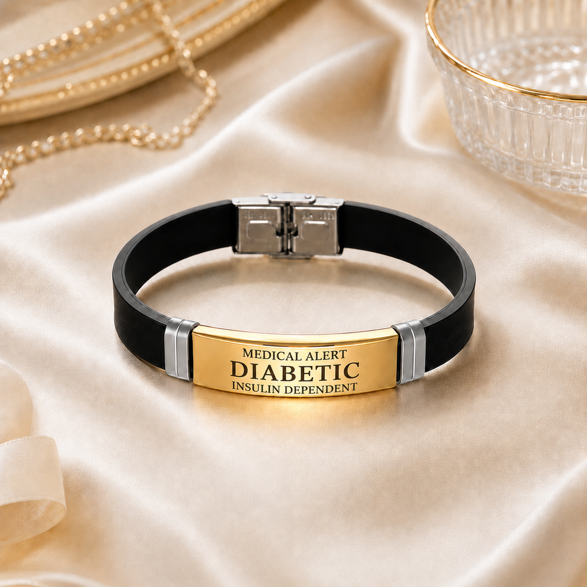 Silicone bracelet with stainless steel plate, KalinumX